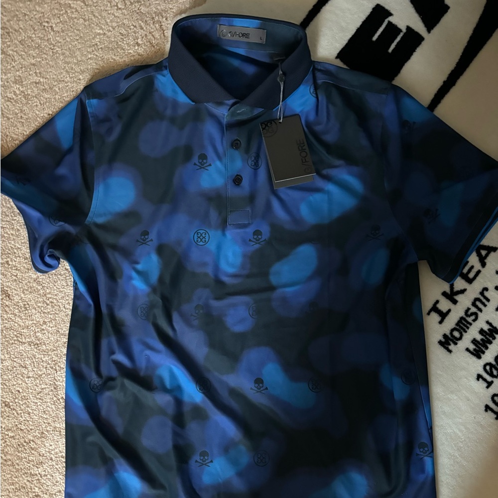 NWT G Fore blue camo skull and tees Golf Polo